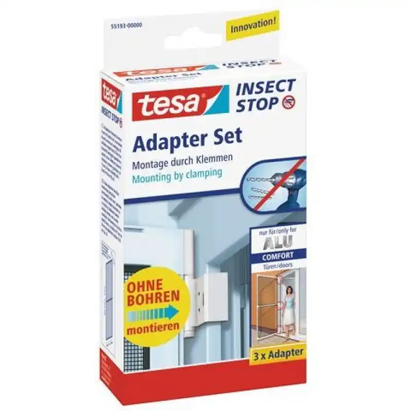 Zertifiziert TESA Insect Stop Fliegengitter ALU Comfort Adapter-Set weiss 55193