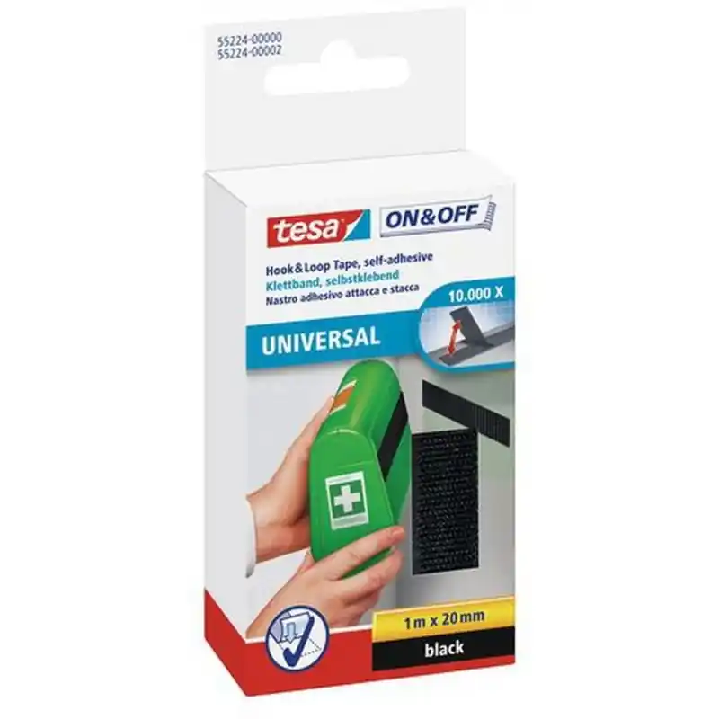 TESA On Off Klettband zum Aufkleben, schwarz 1 m x 20 mm 55224 Jetzt Bestellen