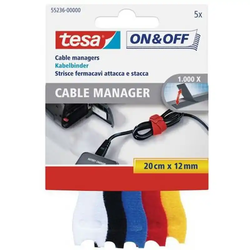 TESA On Off Cable Manager- klein, 12 mm x 200 mm 55236 Preis Gesenkt