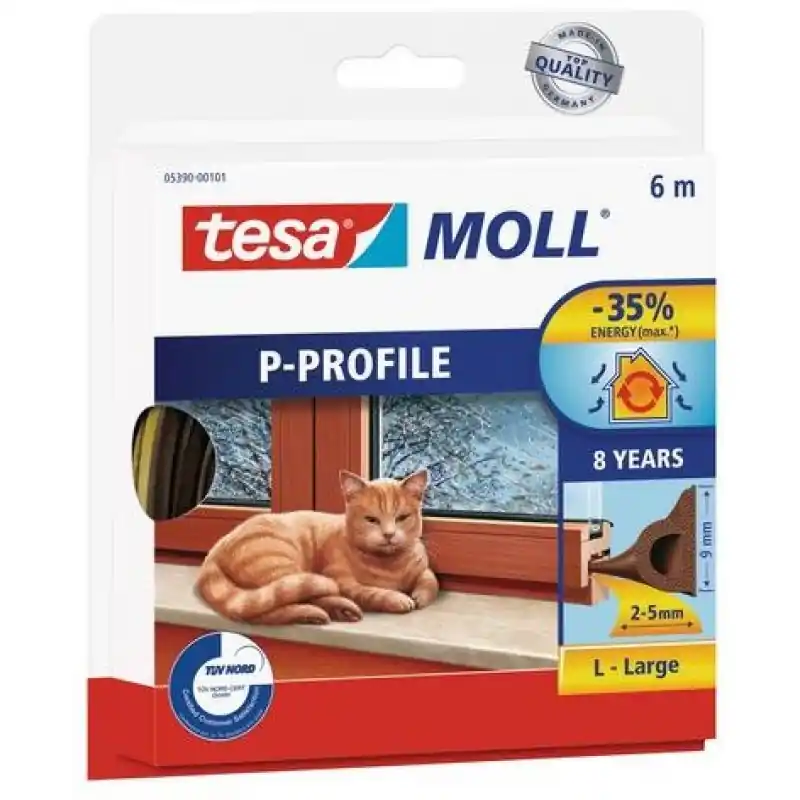 Bestpreis Tesamoll® P-Profil Gummidichtung braun 6 m 05395