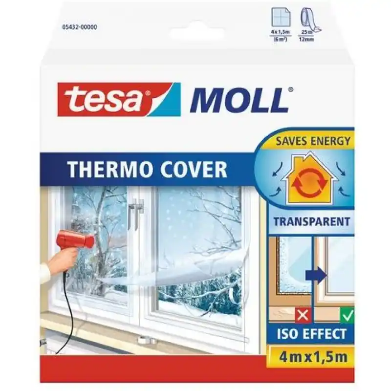 Tesamoll® Thermo cover Fenster-Isolierfolie 4 m x 1,5 m 05432 Zertifiziert