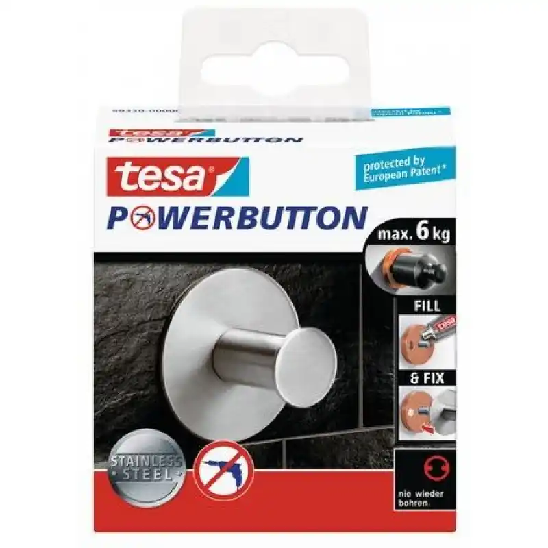 TESA Powerbutton Haken Classic Edelstahl matt 59330 Aktuell