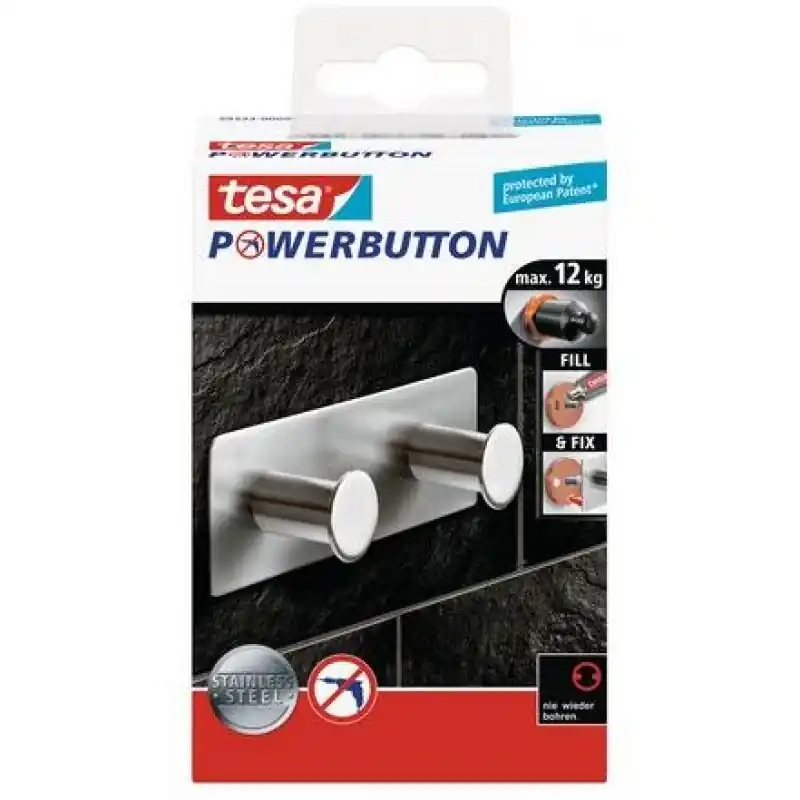 Jetzt Bestellen TESA Powerbutton Classic Doppelhaken Edelstahl matt 59333