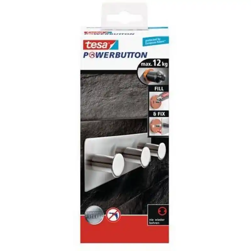 Direktkauf TESA Powerbutton Classic Hakenleiste Edelstahl matt 59334