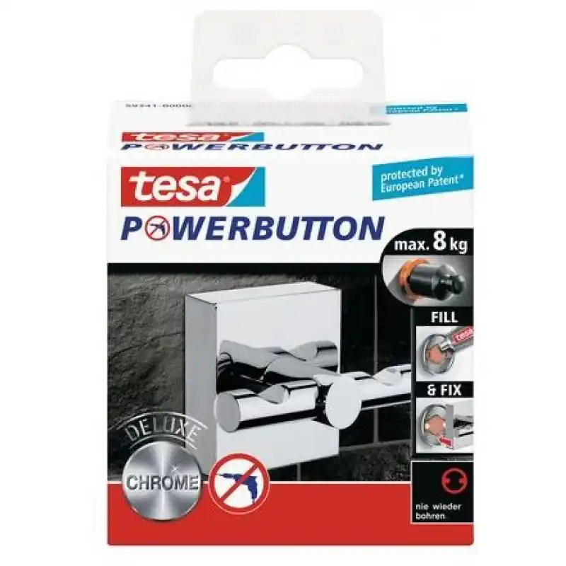 Knallerangebot TESA Powerbutton Deluxe Haken Eckig glänzend 59341
