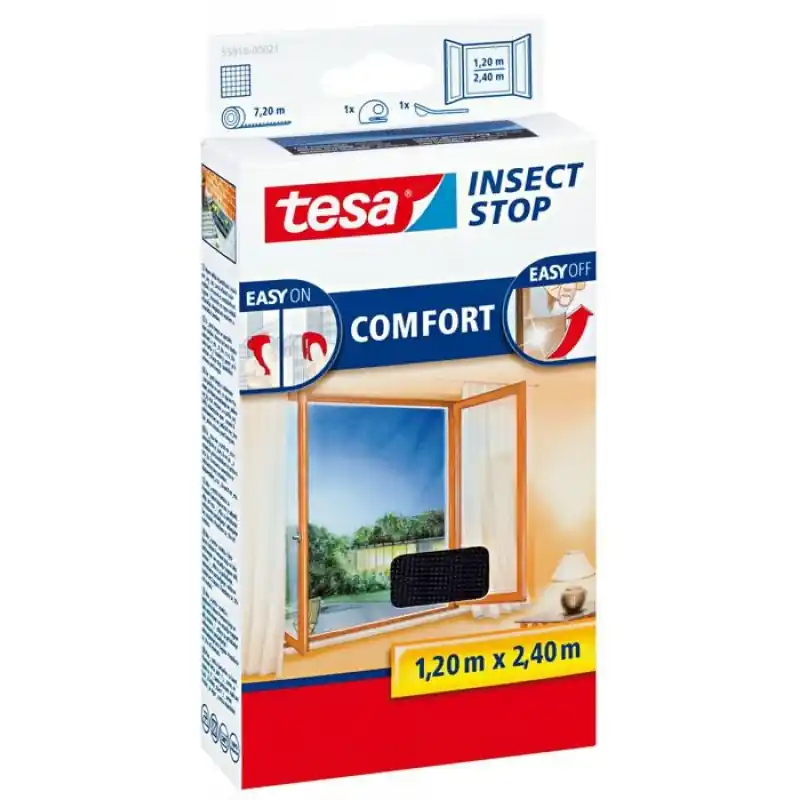 TESA Insect Stop Fliegengitter COMFORT für bodentiefe Fenster, anthrazit 55918-21 Finale Aktion