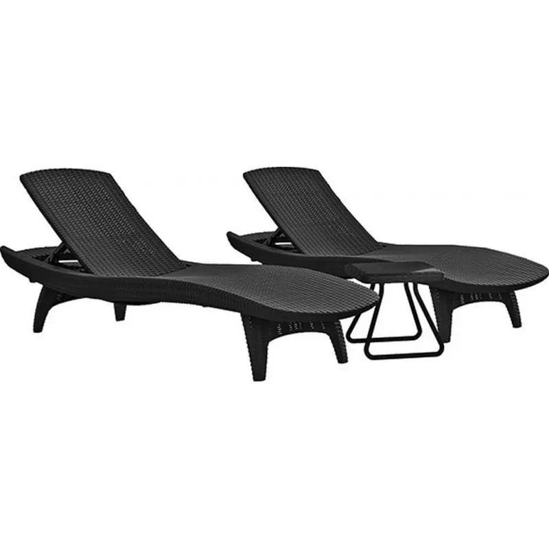 Geprüft KETER PACIFIC Set graphit 2x Liege + 1x Beistelltisch 17201591