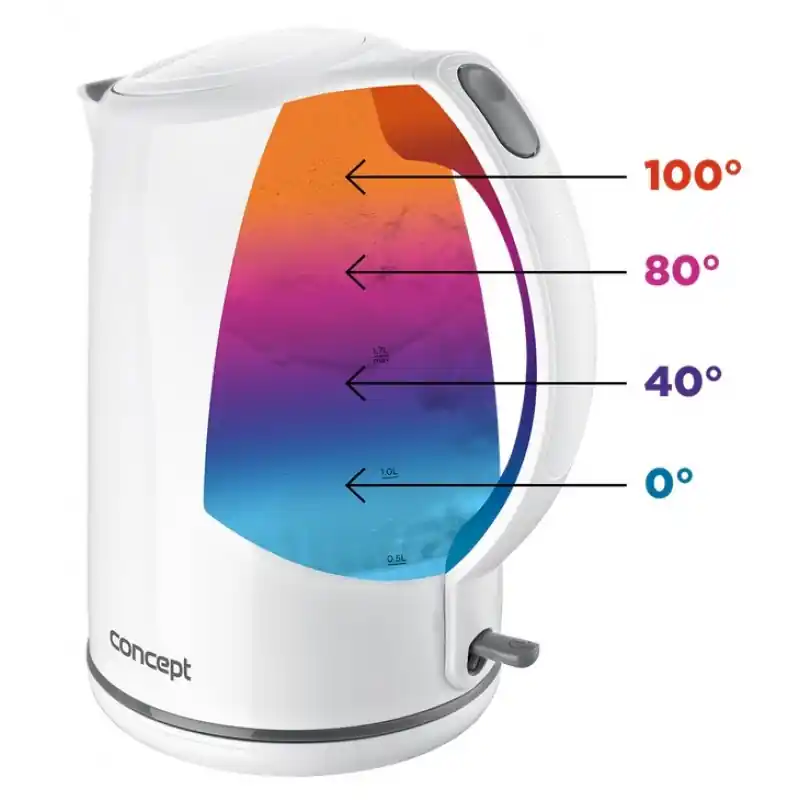 Kracherpreis CONCEPT RK2350 Wasserkocher 2200W, keep warm mit LED-Beleuchtung rk2350