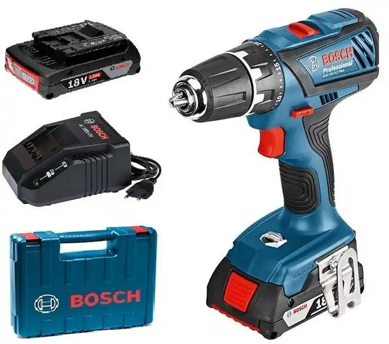 Wochenendangebot BOSCH GSR 18-2-LI Plus Professional Akku-Bohrschrauber 2x4Ah Li-Ion L-BOXX, 06019E6121