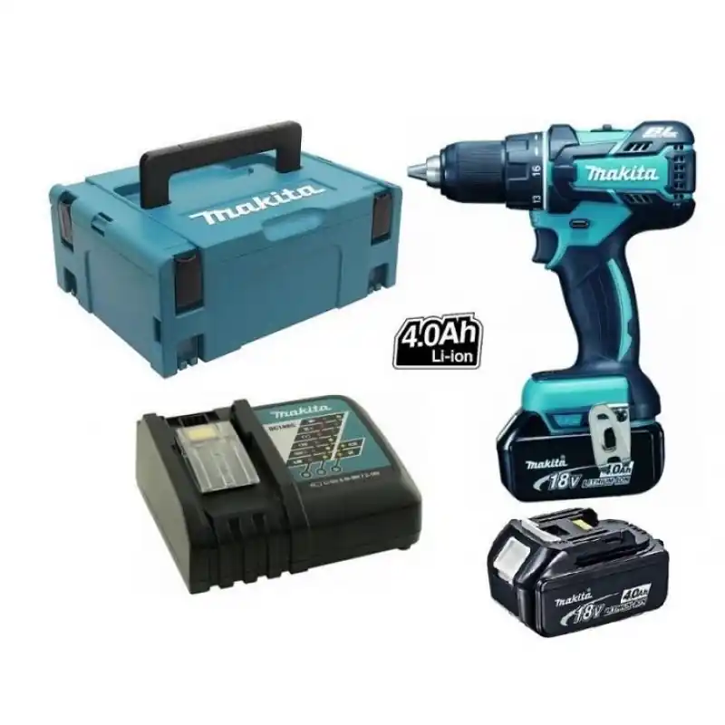 Markenprodukt MAKITA Akku Schlagbohrschrauber 18 V 2 x 4 Ah Akku u. Ladegerät DHP480RMJ