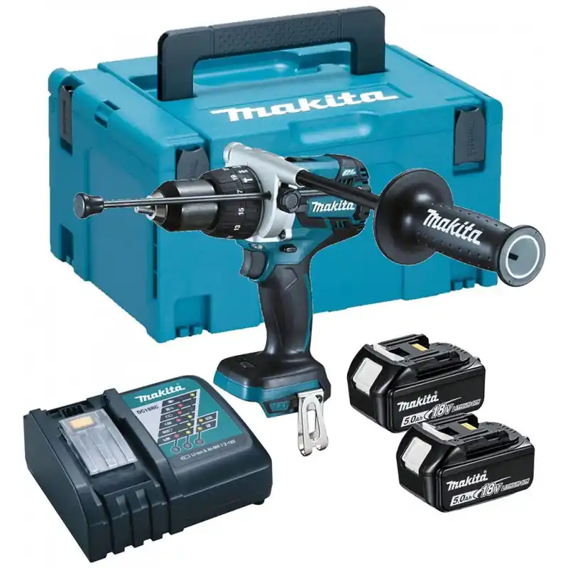 Garantierte Lieferung Makita DHP481RTJ Akku-Schlagbohrschrauber Li-ion 18V 2x 5,0 Ah akku, MAKPAC