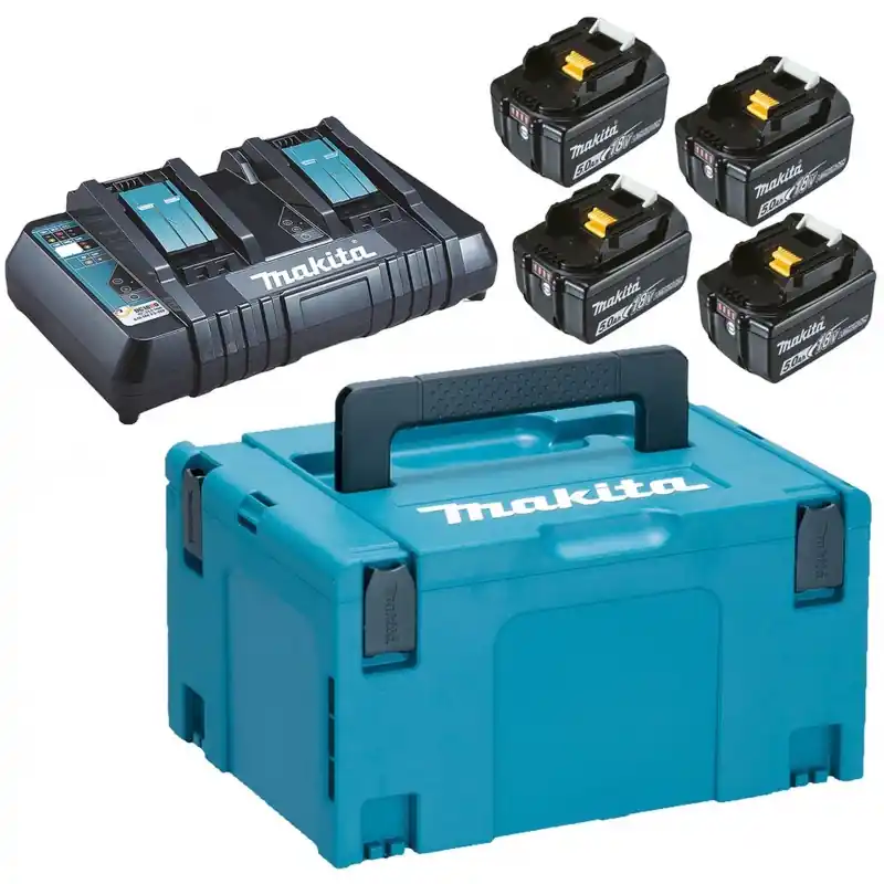 Makita 197626-8 Power Source Kit 5Ah 4x Akku BL1850B+Ladegerät DC18RD + Makpac Gr 3 Wochenendangebot