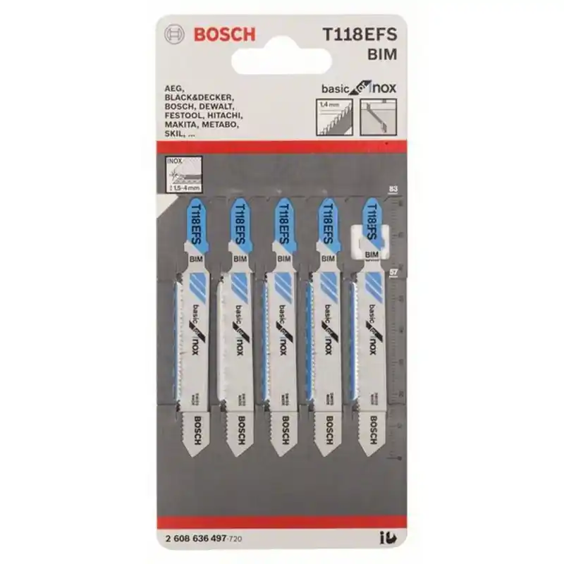 BOSCH T 118 EFS Basic for Stainless Steel Stichsägeblätt 5 Stck. 2608636497 Neue Ware