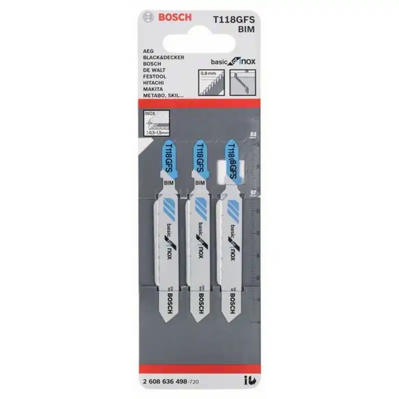 BOSCH T 118 GFS Basic for Stainless Steel Stichsägeblatt 3 Stck. 2608636498 Highlight