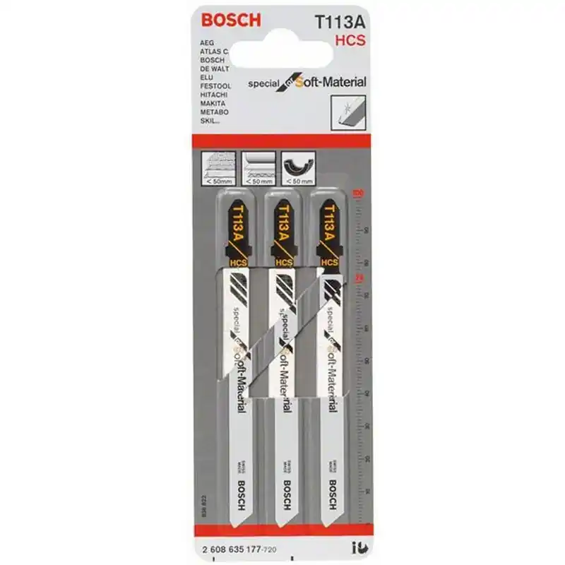BOSCH T 113 A Special for Soft Material Stichsägeblatt 3 Stck. 2608635177 Neu