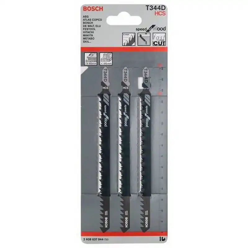 Neu Im Sortiment BOSCH T 344 D Speed for Wood Stichsägeblatt 3 Stck, 2608637944