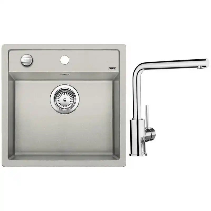 Wochenendangebot BLANCO SET Silgranitspüle DALAGO 5 perlgrau + Küchenarmatur MILA chrom