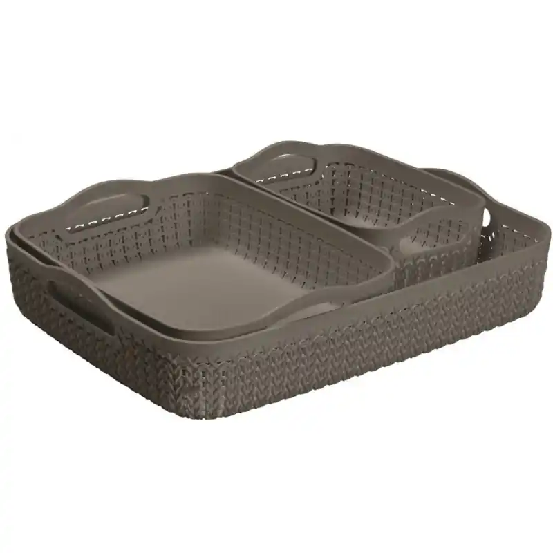 CURVER KNIT Tabletts Körbe 3 Stck. 35x8x27cm harvest braun 00773-X59 Neue Ware