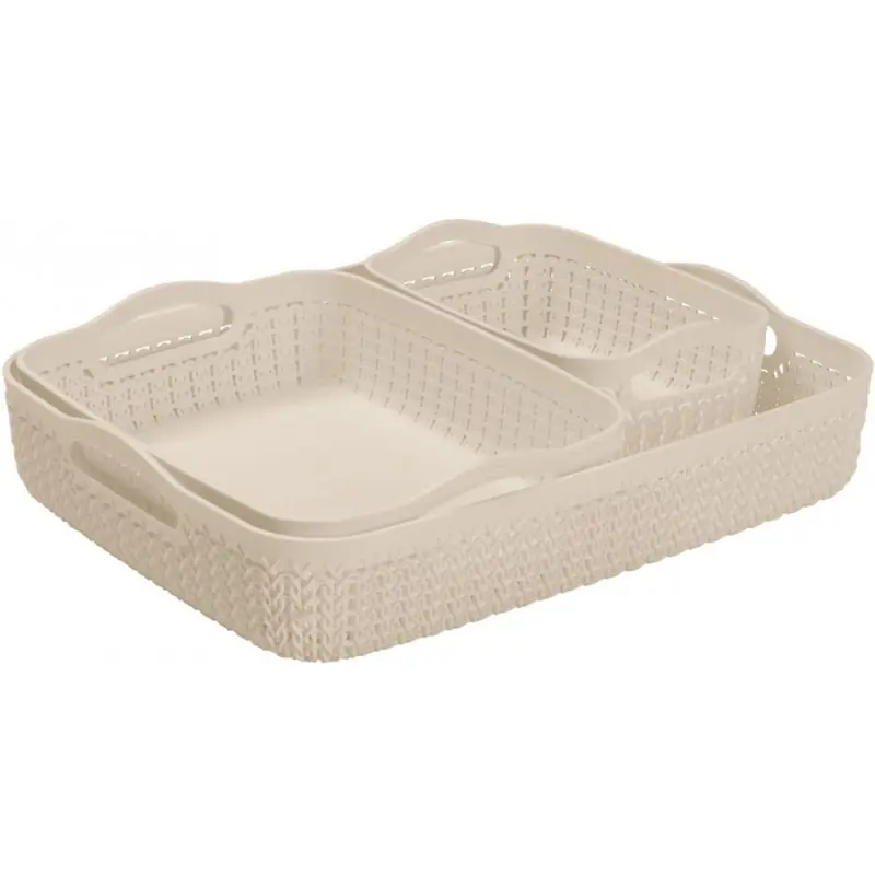 Abverkauf CURVER KNIT Tabletts-Set 3 Stk. 35,2 x 26,8 x 8,2 cm creme 00773-X64
