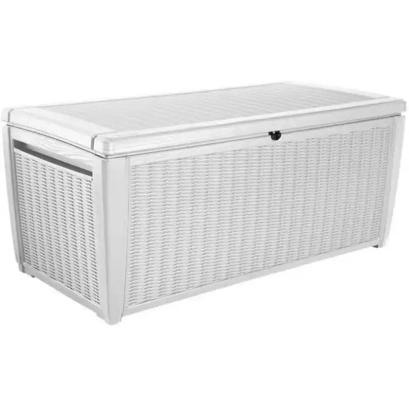 Meistverkauft KETER POOL BOX 511L Garten-Aufbewahrungsbox, Rattan-Optik 145 x 73 x 64 cm, weiß 17205835