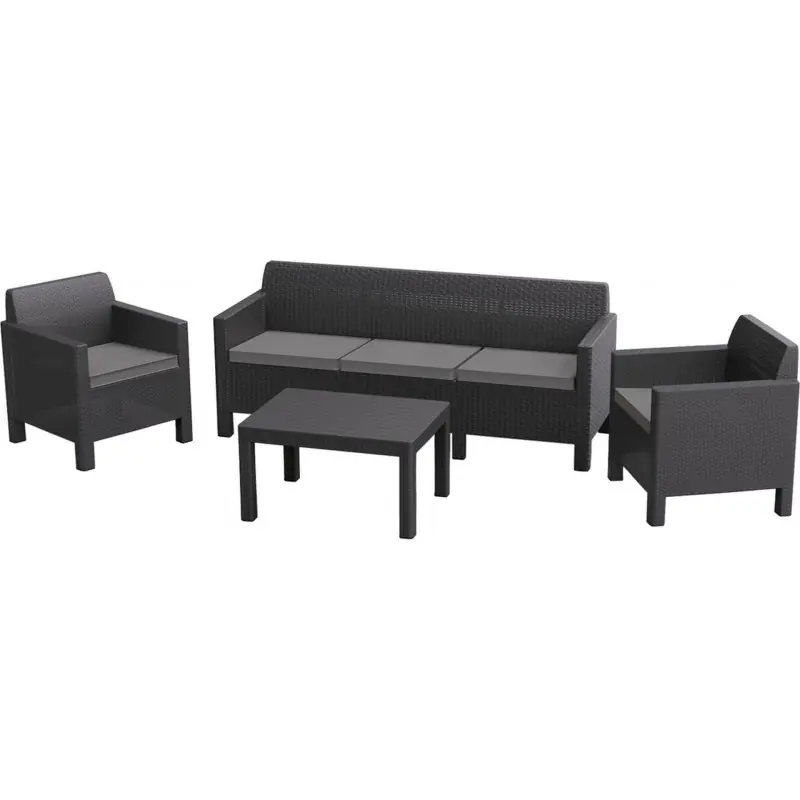 Markenware ALLIBERT ORLANDO 3 SEATER Lounge-Set, Gartenmöbel, graphit/grau 17202802