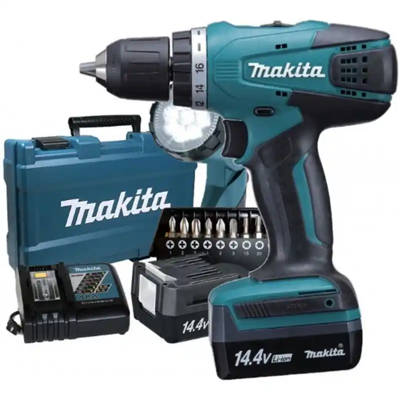 Makita DF347DWLX1 Akku-Bohrschrauber Set 2x +2 Akkus 14,4V/ 1.5Ah Neue Kollektion