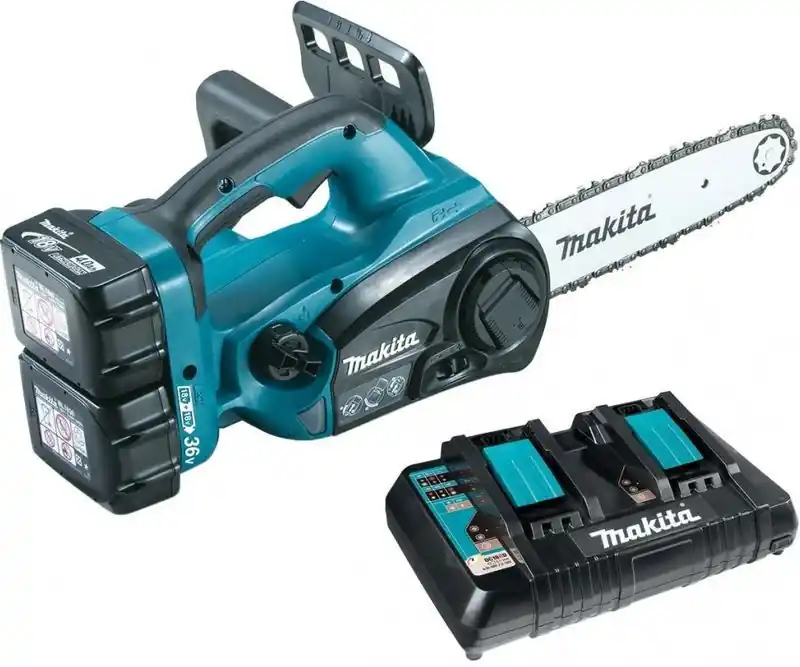 Markenprodukt Makita Akku-Kettensäge Set DUC252PF2 mit 2x Akku 3.0 Ah und Doppel Schnellladegerät