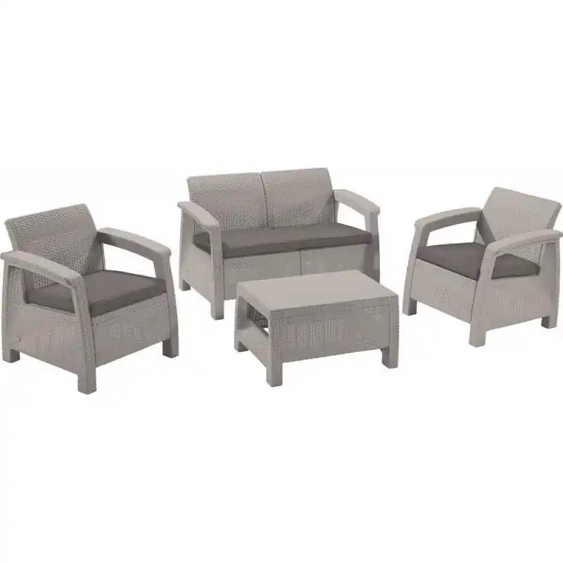 Finale Aktion ALLIBERT CORFU Lounge-Set, grau/grau-beige 17197361