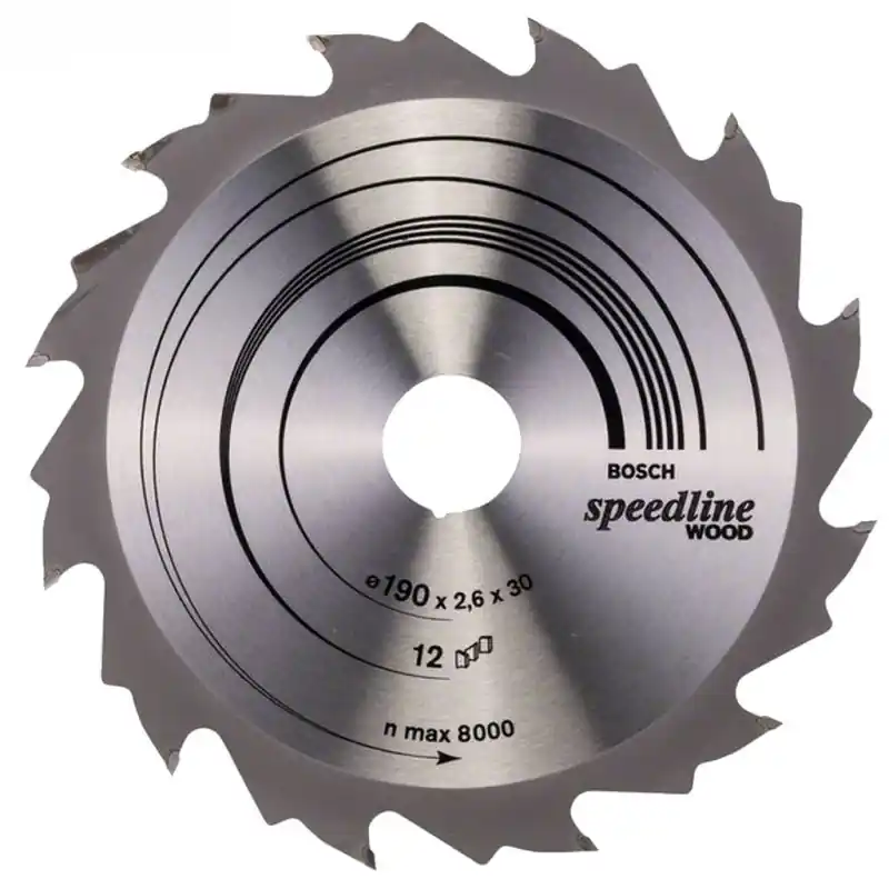 BOSCH Speedline Wood Kreissägeblatt, 190 x 30 x 2,6 mm, 12 Zähne, 260864080 Geprüft