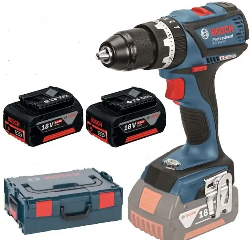 BOSCH GSB 18 V-EC Professional Akku-Schlagbohrschrauber, L-BOXX, 2×2,0 Li-ion 06019E9105 Markenprodukt