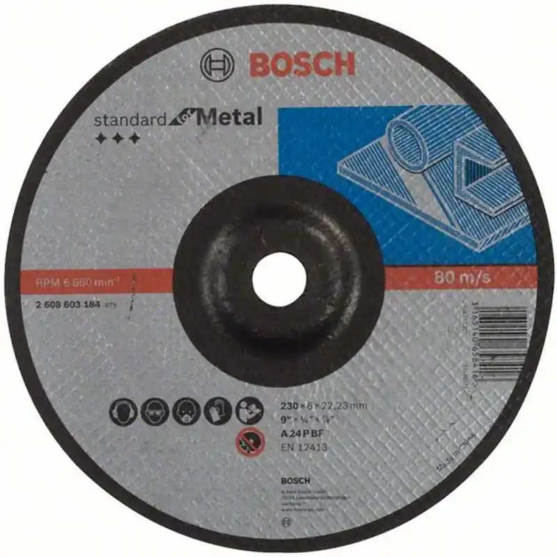 Top-Angebot BOSCH Schruppscheibe gekröpft, Standard for Metal A 24 P BF, 230 mm, 22,23 mm, 6 mm 260860