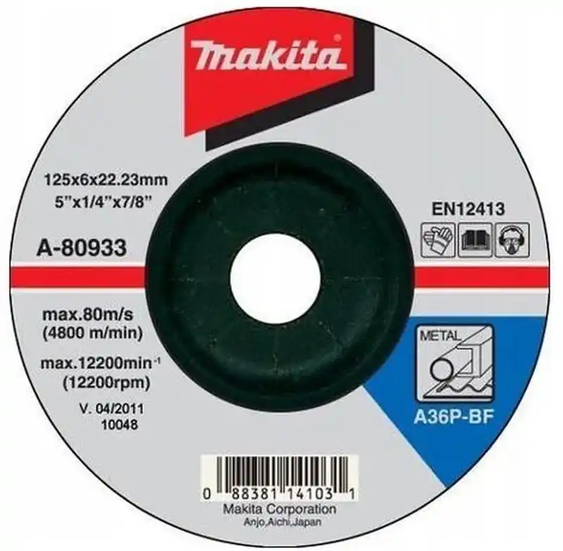 Markenprodukt Makita A-80933 Schruppscheibe 125x6x22mm Metall (1 Stück)