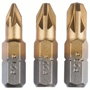Abverkauf BOSCH - set 3 Tipps / Spitzen Titan (PZ) PZ1- PZ2- PZ3- 25 mm, 2609255968