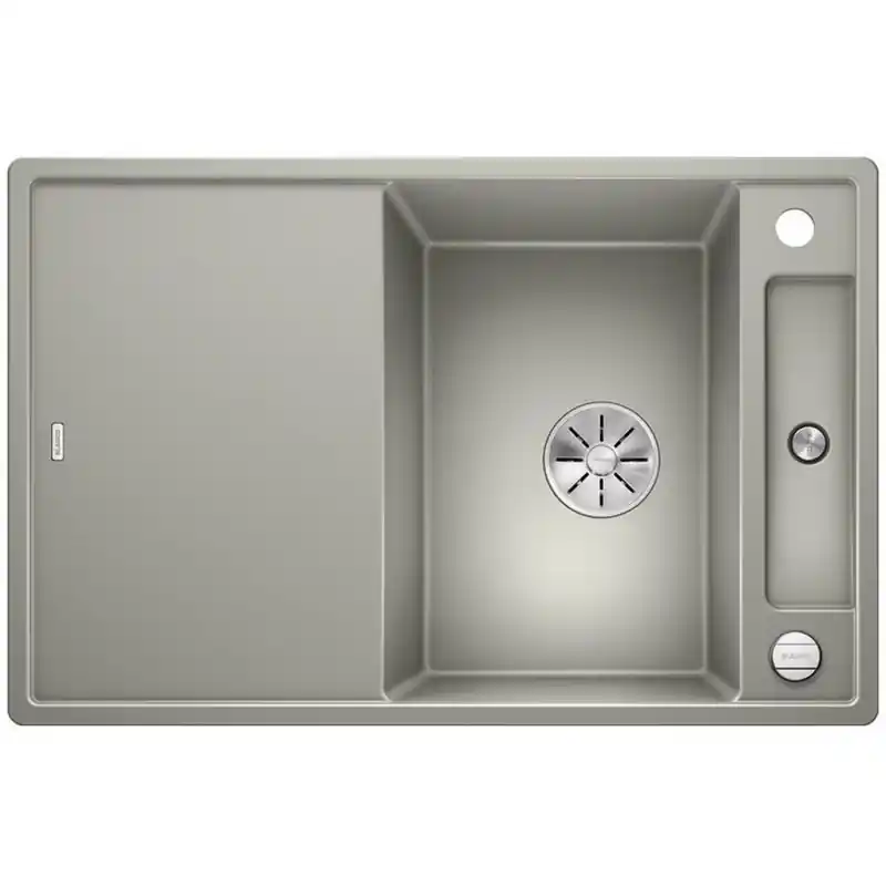Preisreduziert BLANCO AXIA III 45 S Silgranit inkl. Glasschneidbrett perlgrau InFino Ablauf 523186