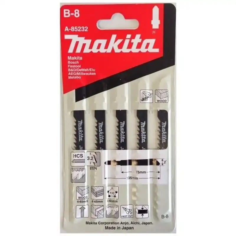 Versand Am Gleichen Tag Makita A-85232 B-8 Stichsägeblatt-Set 75-8Z HCS (5St.)