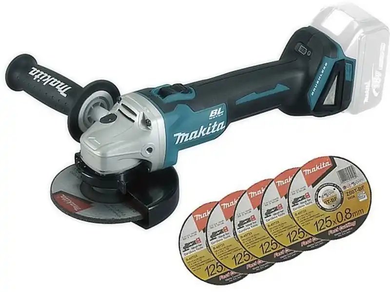 Makita DGA504ZX1 Akku-Winkelschleifer 125mm mit Zubehör (18V/Ohne Akku Z) Zertifiziert