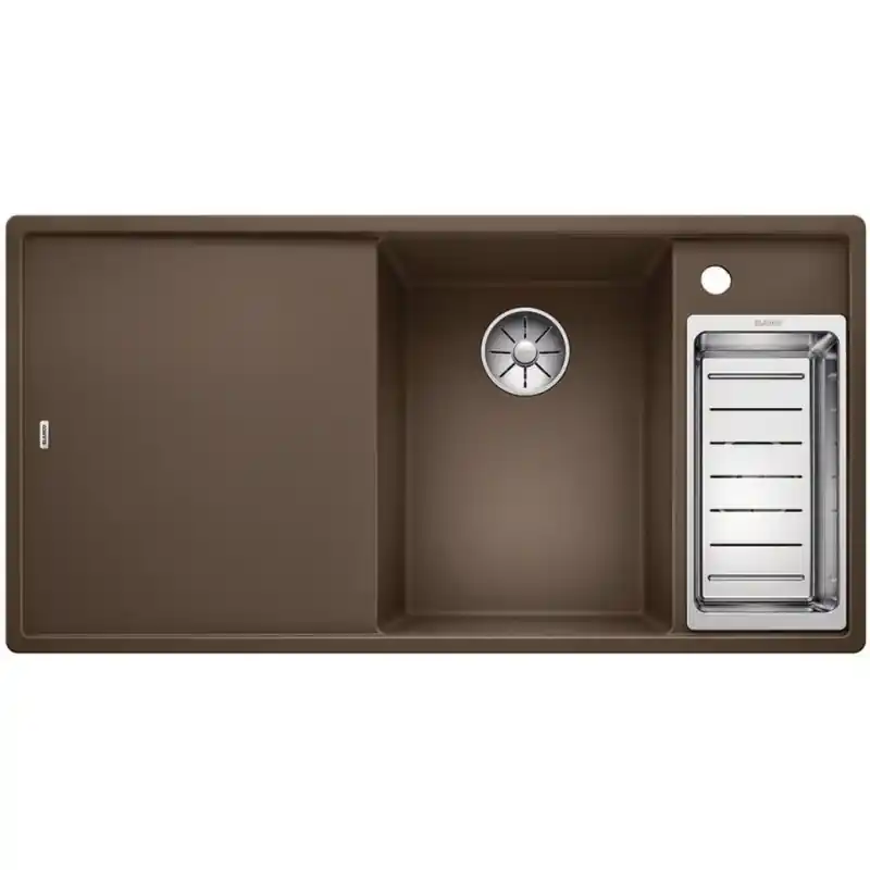 Neue Kollektion BLANCO AXIA III 6 S Silgranit PuraDur muskat Glasschneidbrett InFino Ablauf 523481