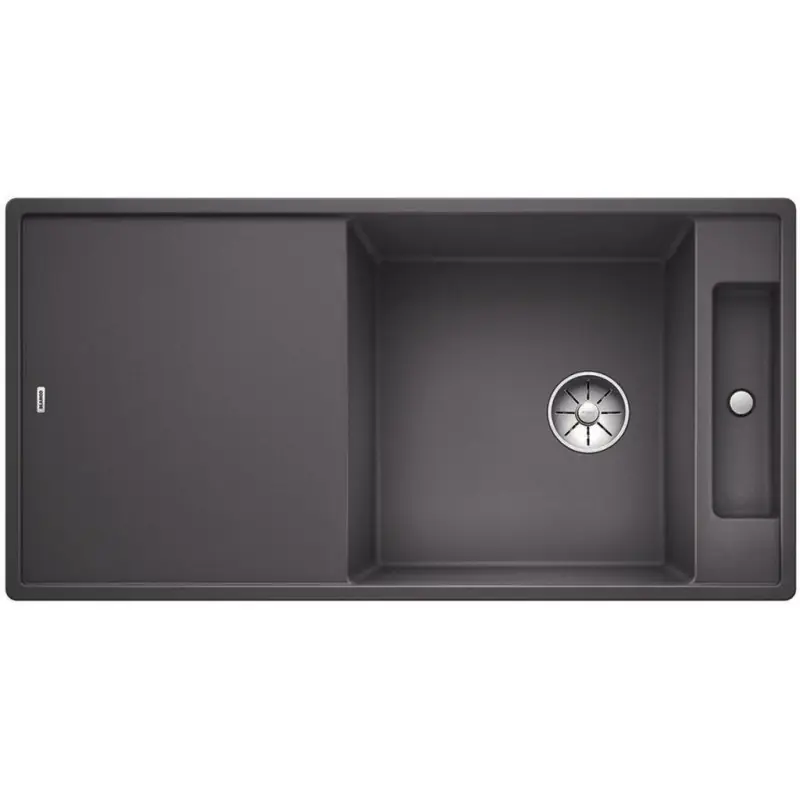Echt BLANCO AXIA III XL 6 S Silgranit PuraDur felsgrau Holzschneidbrett InFino Ablauf 523501