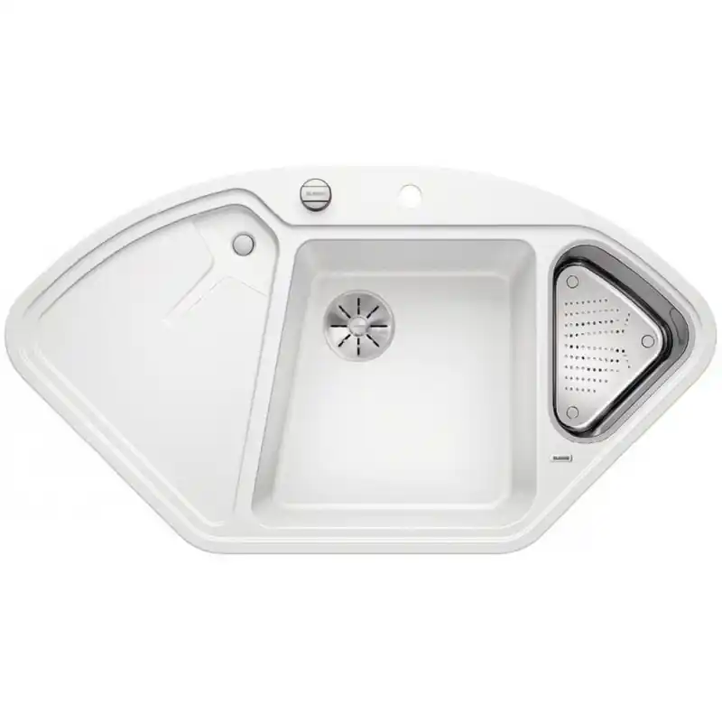 Must-Have BLANCO DELTA II Eck-Einbau-Spüle Silgranit PuraDur weiss InFino Ablauf 523660