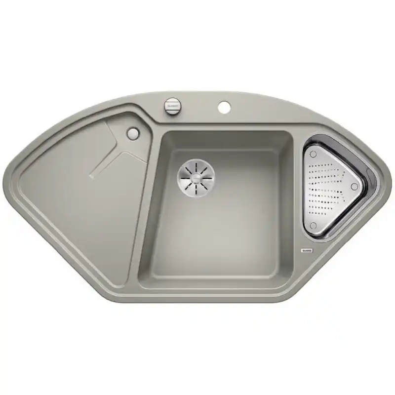BLANCO DELTA II Eck-Einbau-Spüle Silgranit PuraDur perlgrau InFino Ablauf 523659 Super-Preis