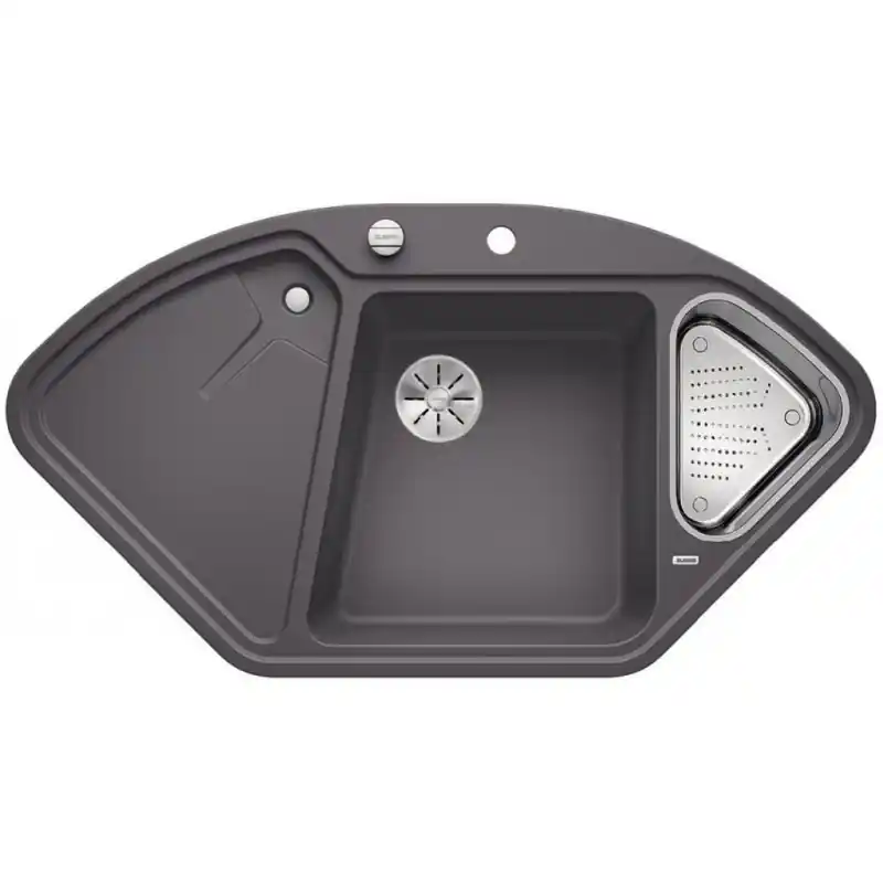 Neu Im Sortiment BLANCO DELTA II Eck-Einbau-Spüle Silgranit PuraDur felsgrau InFino Ablauf 523657