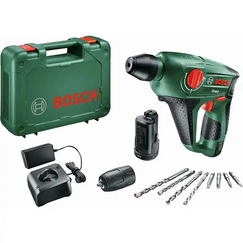 BOSCH Uneo 12 V Akku Bohrhammer mit 2 x Akku 2,0Ah Akku 060398400E Zertifiziert