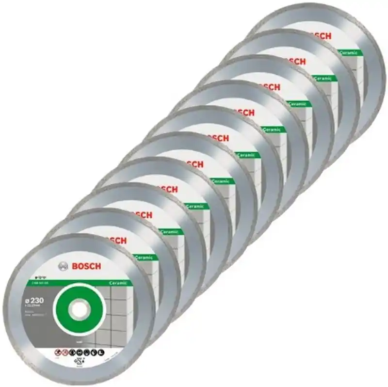 BOSCH Diamanttrennscheibe Standard for Ceramic, 230x22,23x1,6x7 mm, 10er-Pack 2608603234 Geprüft