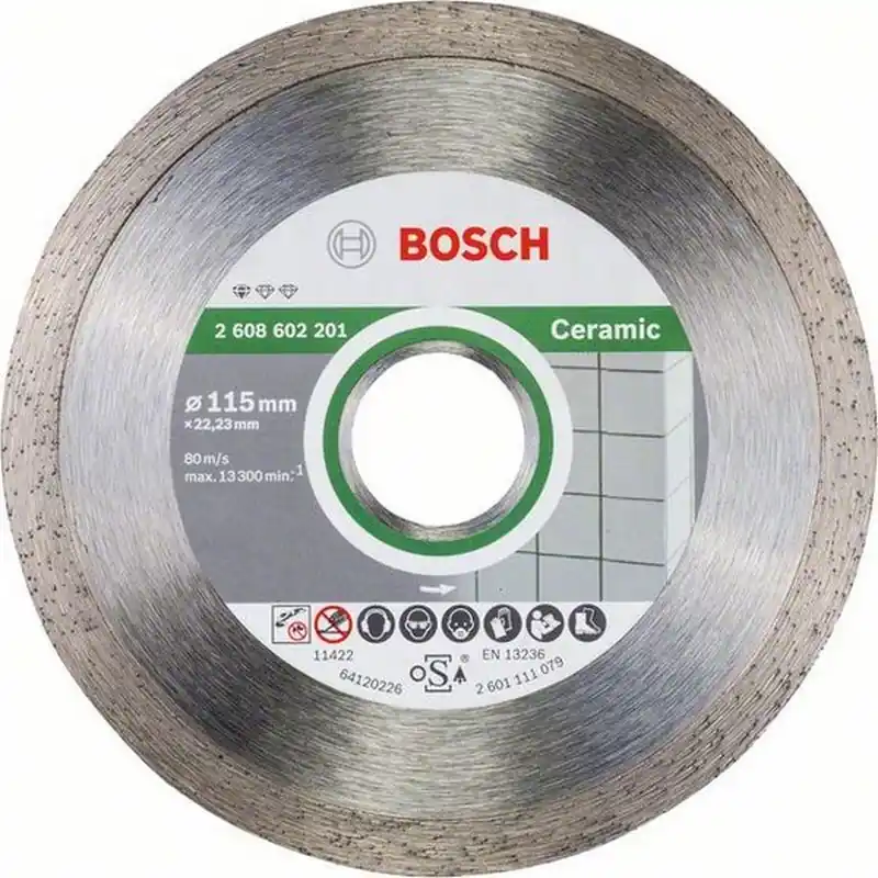 Zertifiziert BOSCH Diamanttrennscheibe Standard for Ceramic, 115 x 22,23 x 1,6 x 7 mm, 2608602201