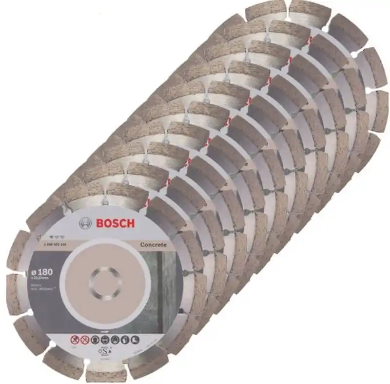 BOSCH Diamanttrennscheibe Standard für Concrete, 180x22,23x2x10 mm, 10-er Pack, 2608603242 Jetzt Kaufen