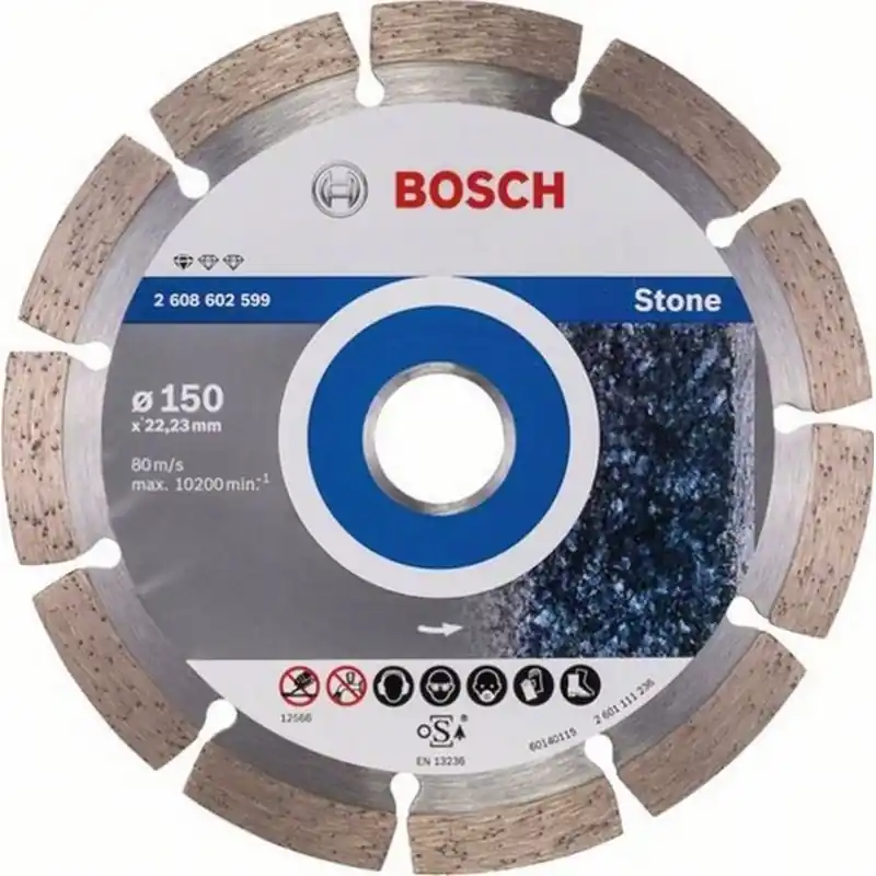 Markenware BOSCH Diamanttrennscheibe Standard for Stone 150x22,23x2x10 mm 2608602599