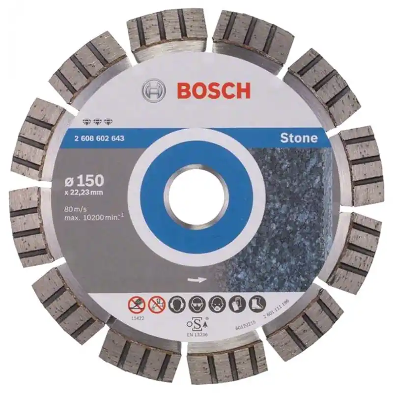 Must-Have BOSCH Diamanttrennscheibe Best für Stone, 150 x 22,23 x 2,4 x 12 mm, 2608602643