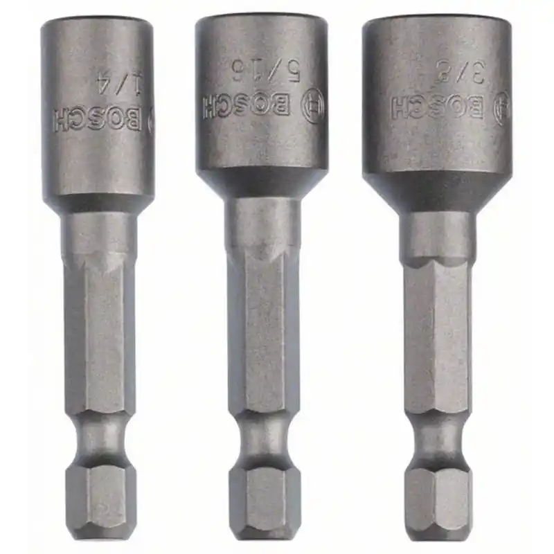 BOSCH Steckschlüssel-Pack, 3-teilig, 50 mm, 1/4", 3/8", 5/16" 2608551077 Preis Gesenkt