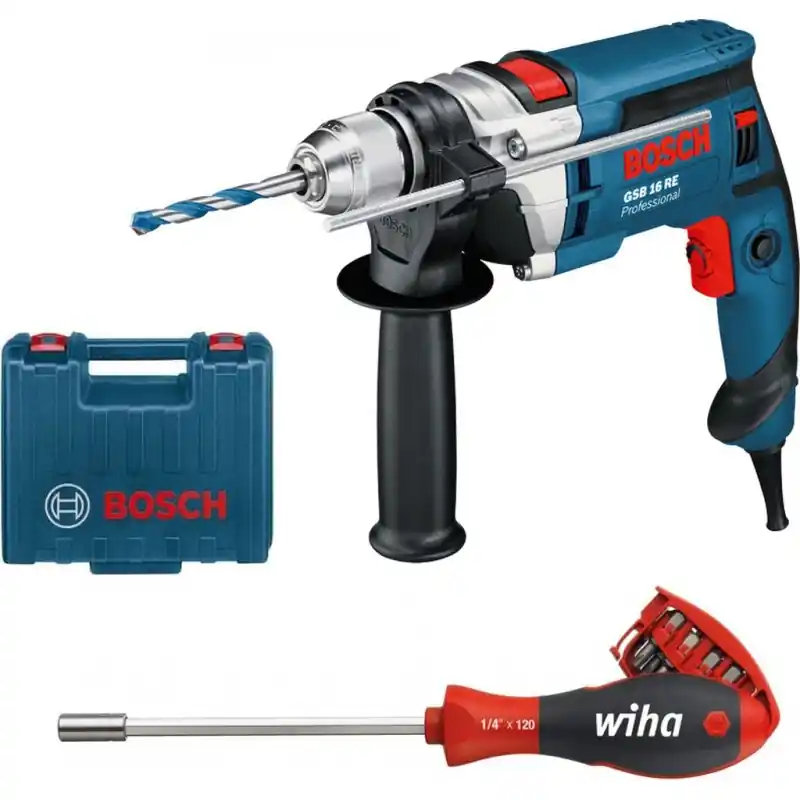 Garantierte Lieferung BOSCH GSB 16 RE Schlagbohrmaschine + Wiha Schraubendreher 0615990K30