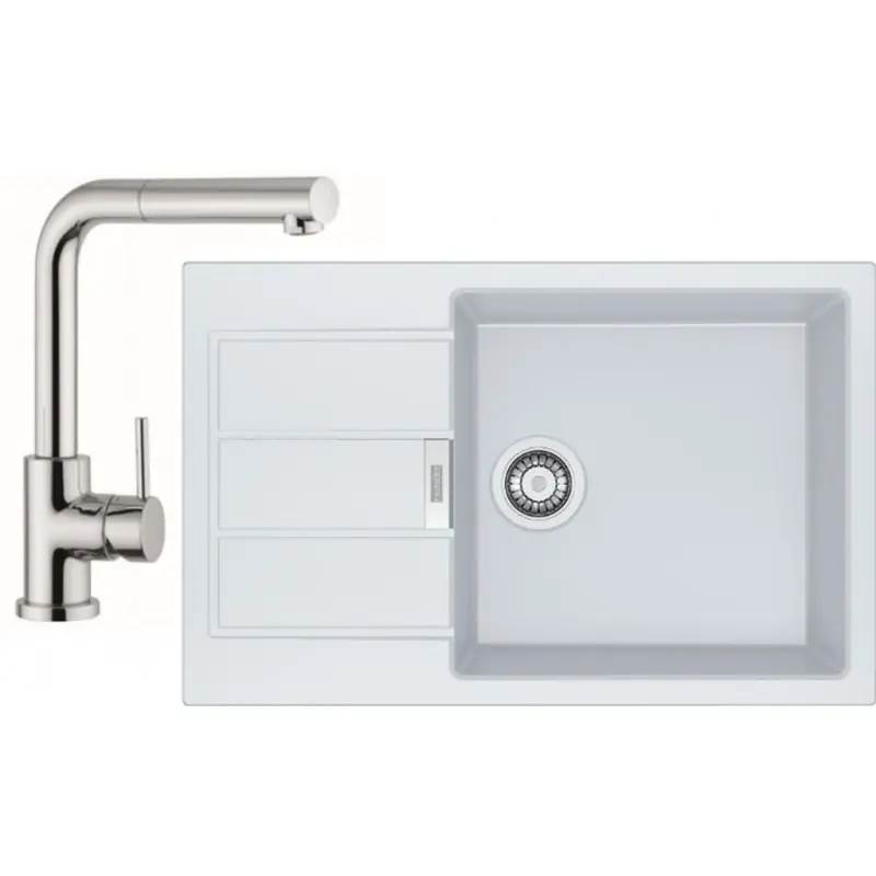 Billig Franke SET T55 Tectonit Spüle SID 611-78 / 45 BB weiß + Armatur FN 0147.031 chrom